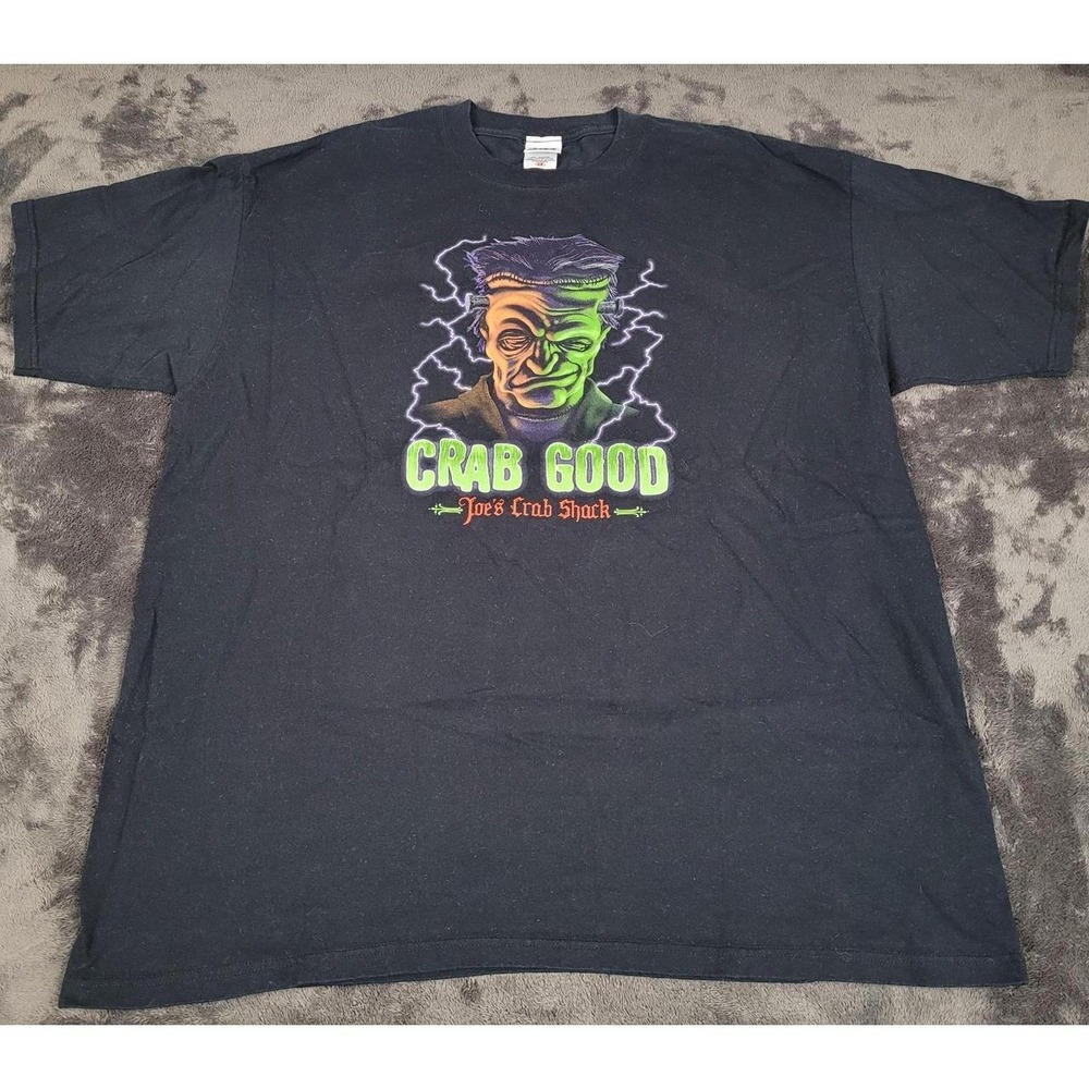 Vintage Joe's Crab Shack Frankenstein Men's Graphic Tee In Black Size XL